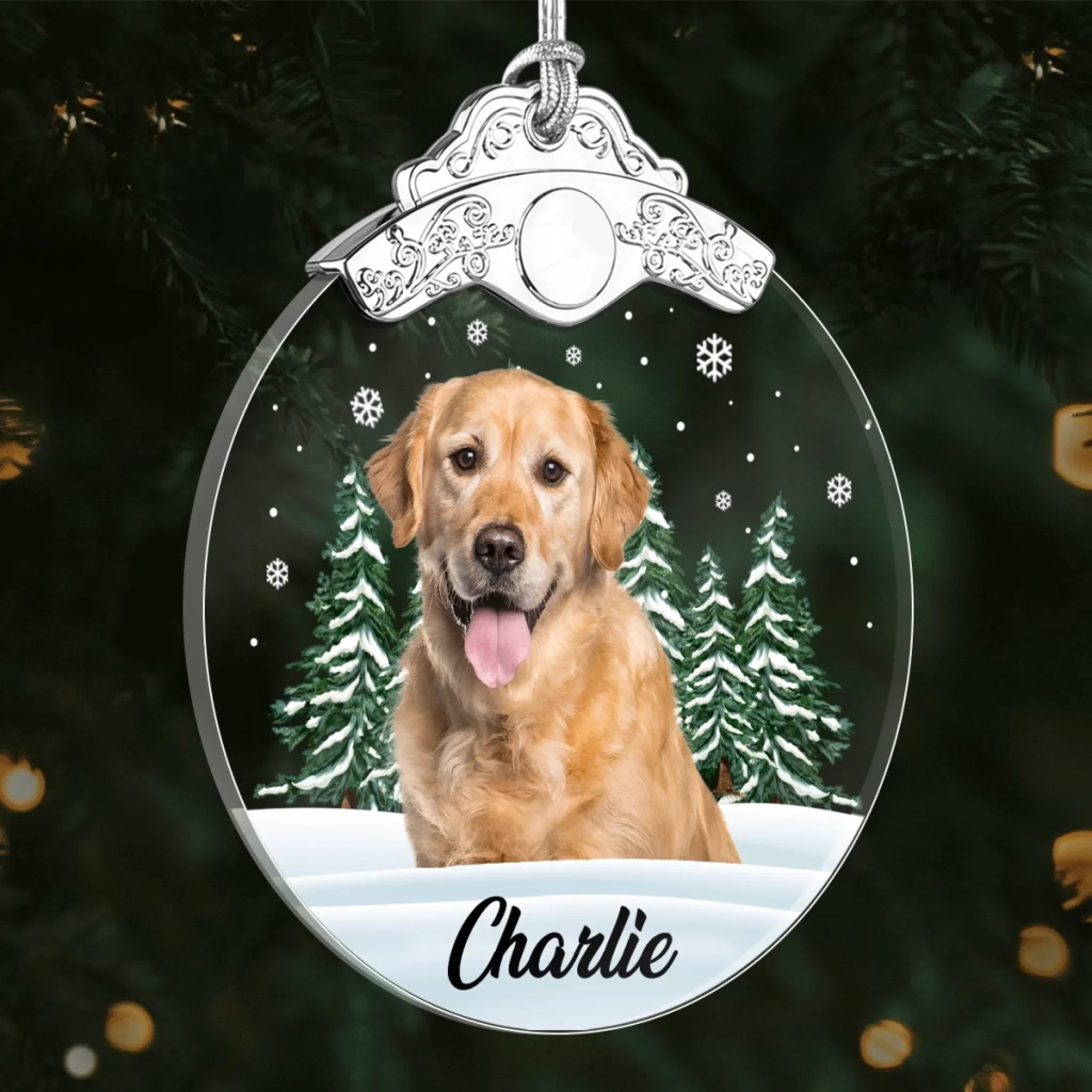 Custom Photo Acrylic Ornament - Personalized Pet Christmas Memorial Sympathy Gifts For Dogs, Cats - Always In My Heart