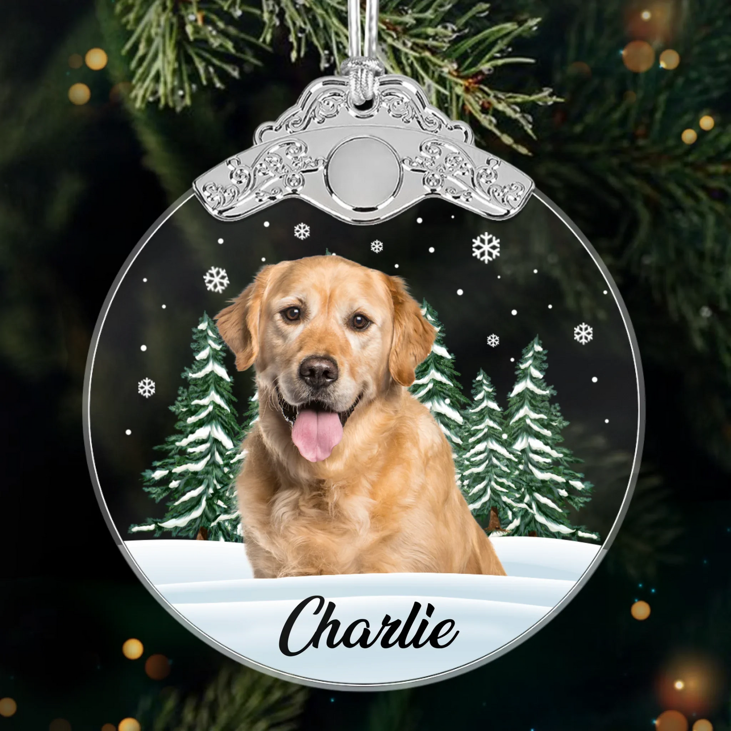Custom Photo Acrylic Ornament - Personalized Pet Christmas Memorial Sympathy Gifts For Dogs, Cats - Always In My Heart