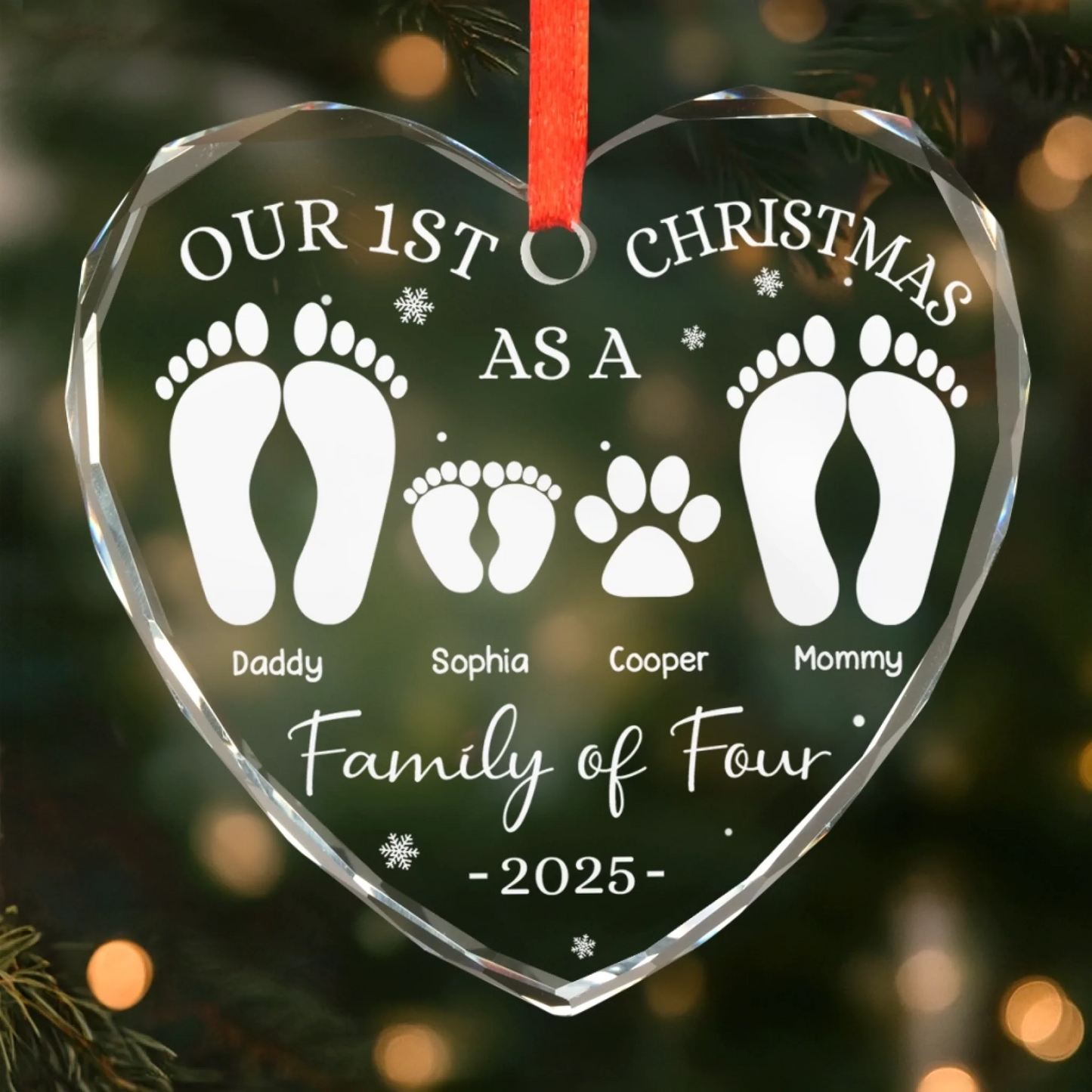 Custom Heart Acrylic Ornament - Personalized Christmas Birthday Gifts For Mom, Dad, Kids - Home Is Our Haven