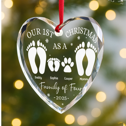Custom Heart Acrylic Ornament - Personalized Christmas Birthday Gifts For Mom, Dad, Kids - Home Is Our Haven