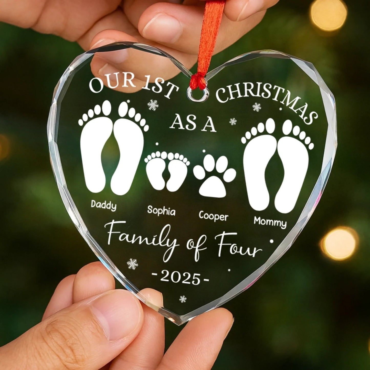 Custom Heart Acrylic Ornament - Personalized Christmas Birthday Gifts For Mom, Dad, Kids - Home Is Our Haven