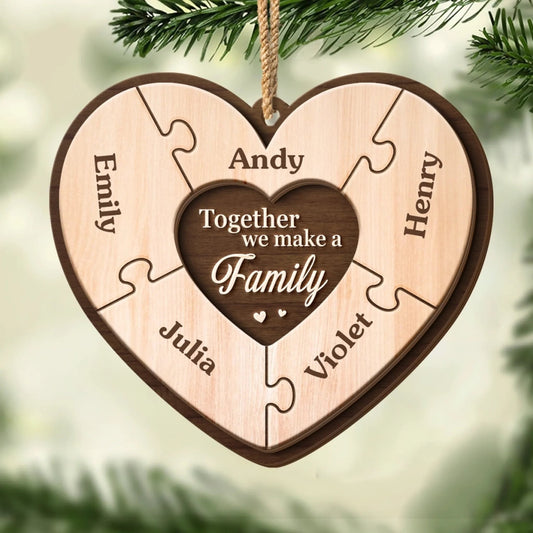 Custom Wooden Ornament - Personalized Christmas Birthday Gifts For Mom, Dad, Kids - Pieces Of Our Heart
