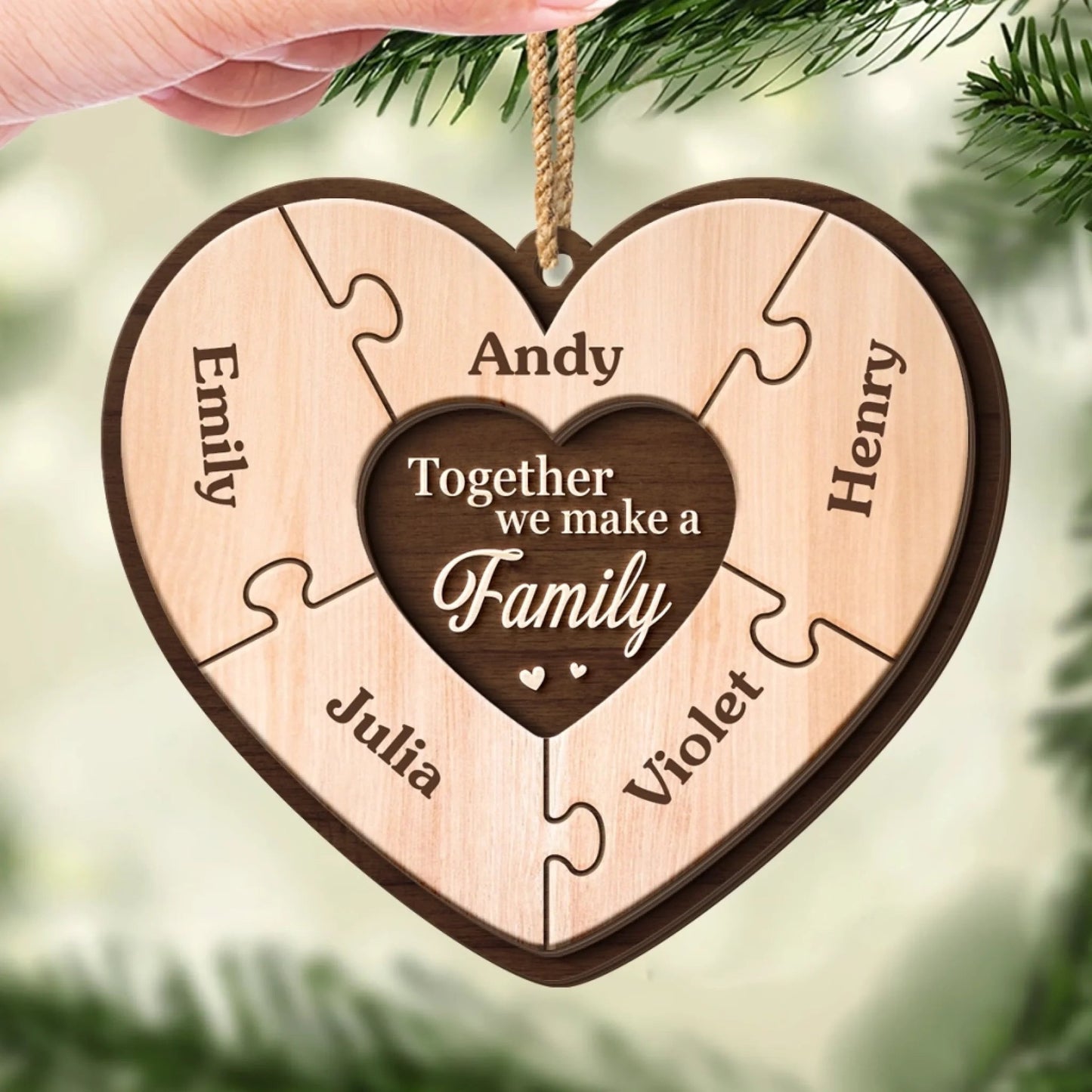 Custom Wooden Ornament - Personalized Christmas Birthday Gifts For Mom, Dad, Kids - Pieces Of Our Heart