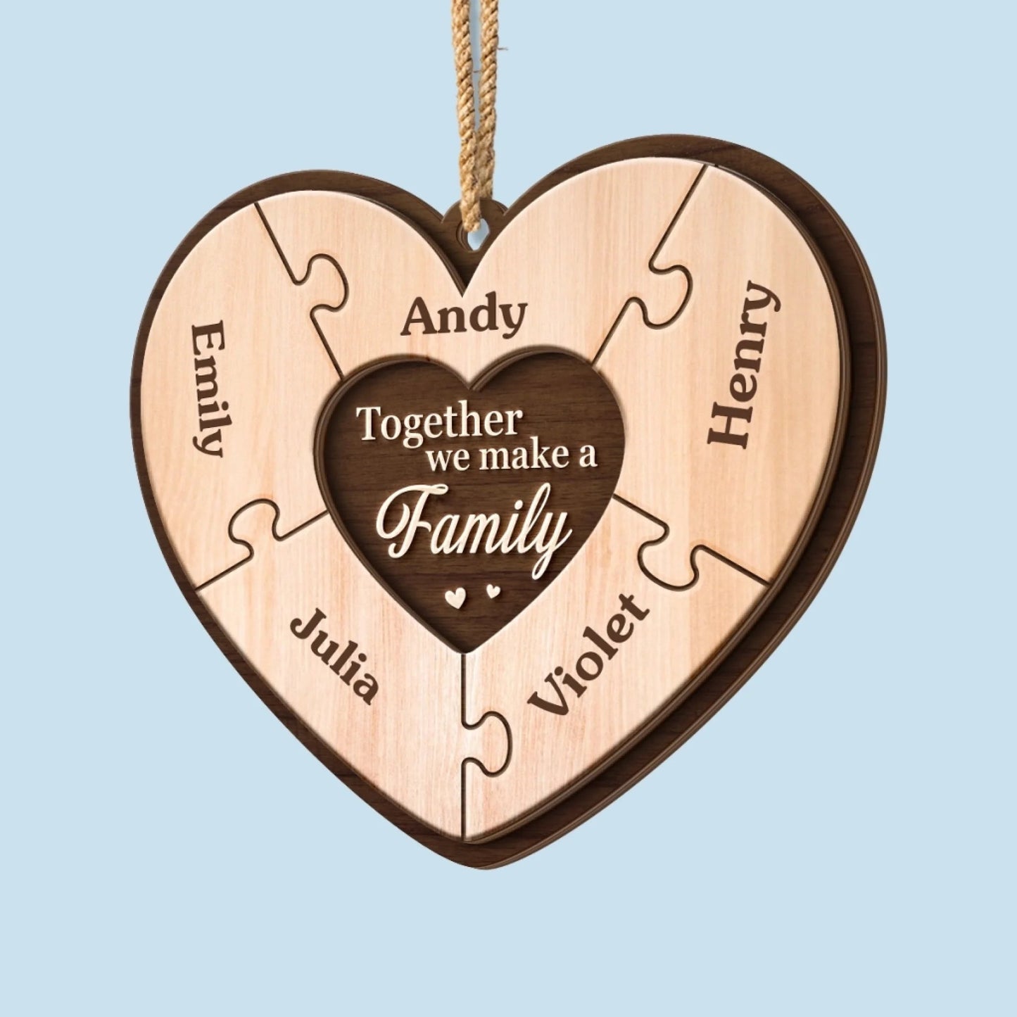 Custom Wooden Ornament - Personalized Christmas Birthday Gifts For Mom, Dad, Kids - Pieces Of Our Heart