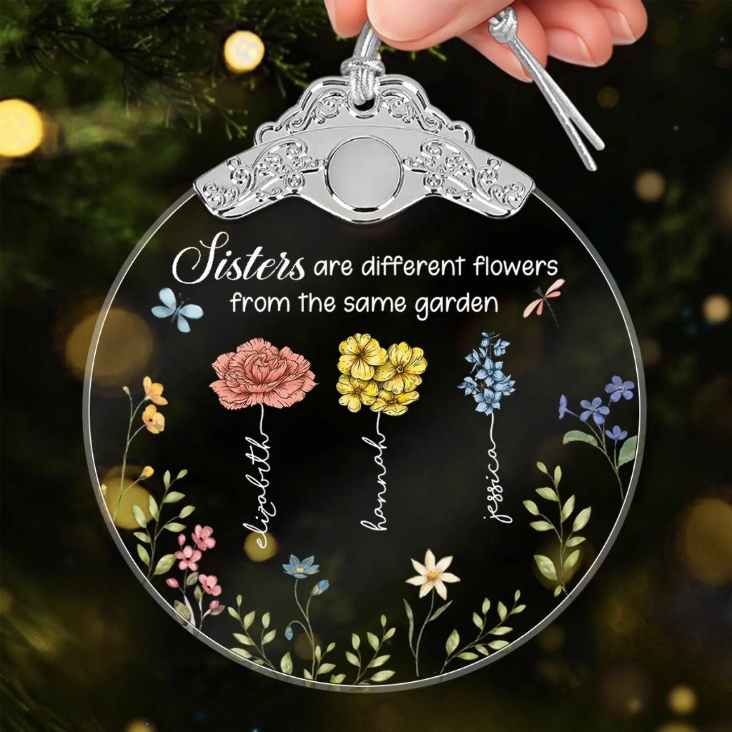 Custom Ornament - Personalized Christmas Best Friend Birthday Gifts For Women, Besties, Sisters, BFF - Blooming Together