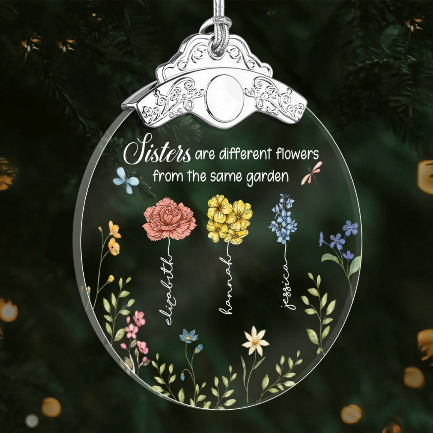Custom Ornament - Personalized Christmas Best Friend Birthday Gifts For Women, Besties, Sisters, BFF - Blooming Together