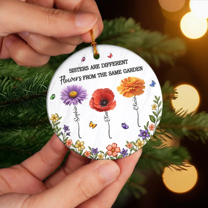 Custom Acrylic Ornament - Personalized Best Friend Christmas Birthday Gifts For Women, Besties, Sisters, BFF - Different Flowers, One Bond