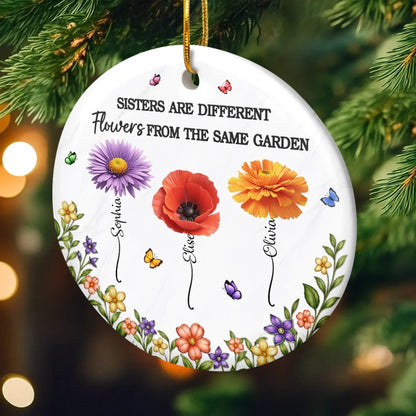 Custom Acrylic Ornament - Personalized Best Friend Christmas Birthday Gifts For Women, Besties, Sisters, BFF - Different Flowers, One Bond