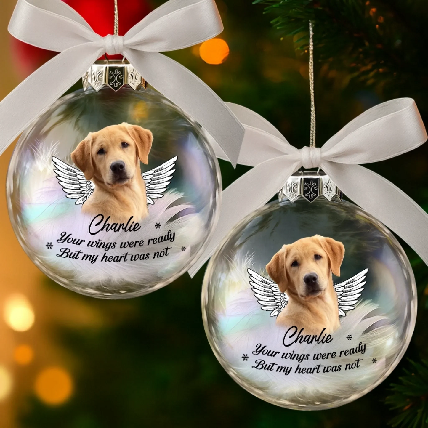Custom Photo Ornament Ball - Personalized Pet Memorial Sympathy Gifts For Dogs, Cats - Until We Meet Again