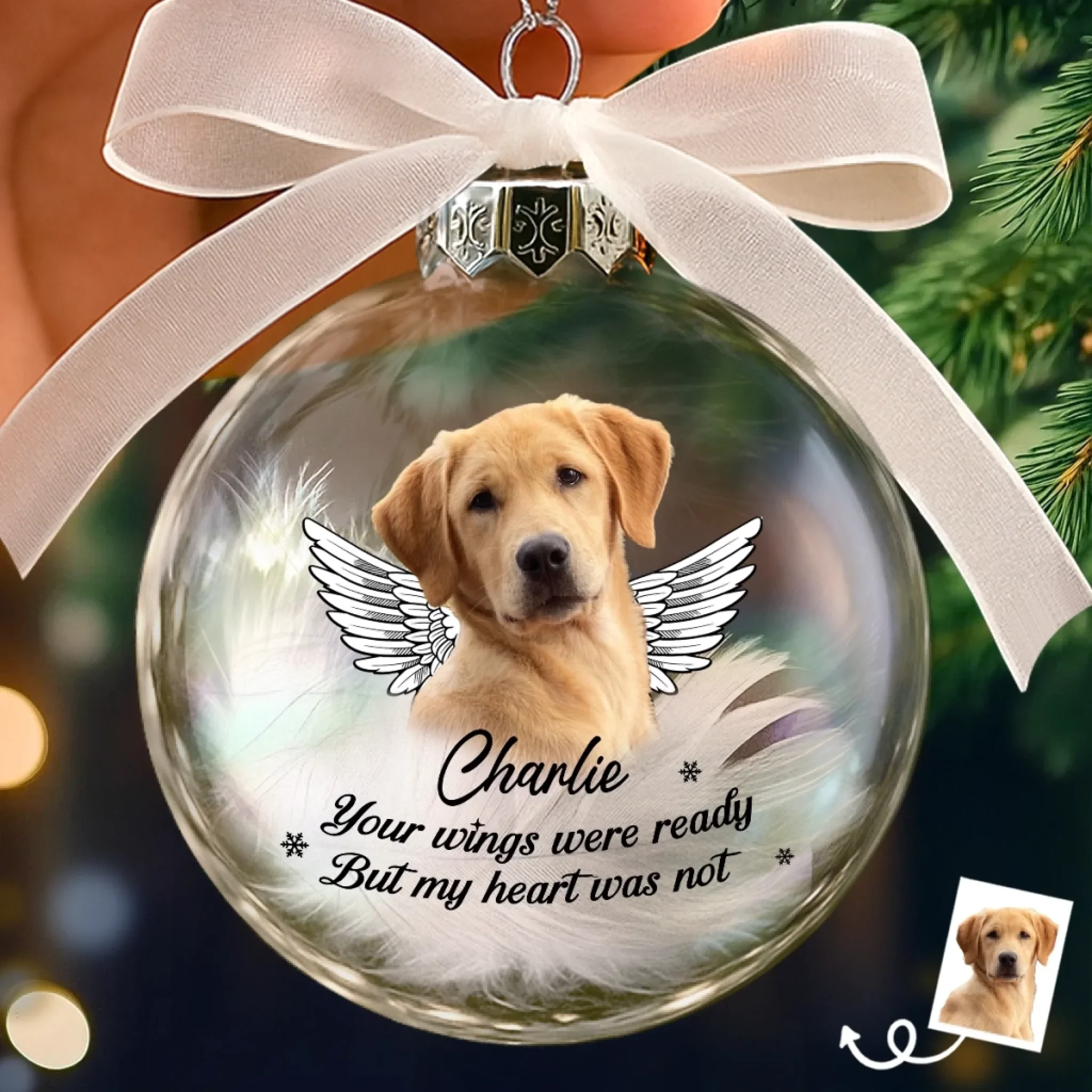 Custom Photo Ornament Ball - Personalized Pet Memorial Sympathy Gifts For Dogs, Cats - Until We Meet Again