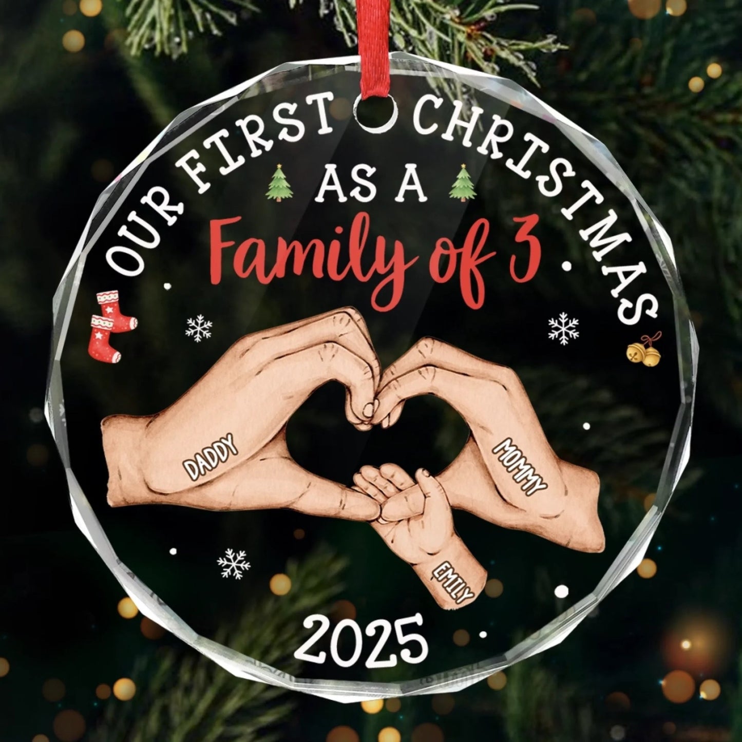 Gia Đình - Hồng Y Mẹ Bố Bà Ông Nội Hồng Y Vòng Tròn Trang Trí