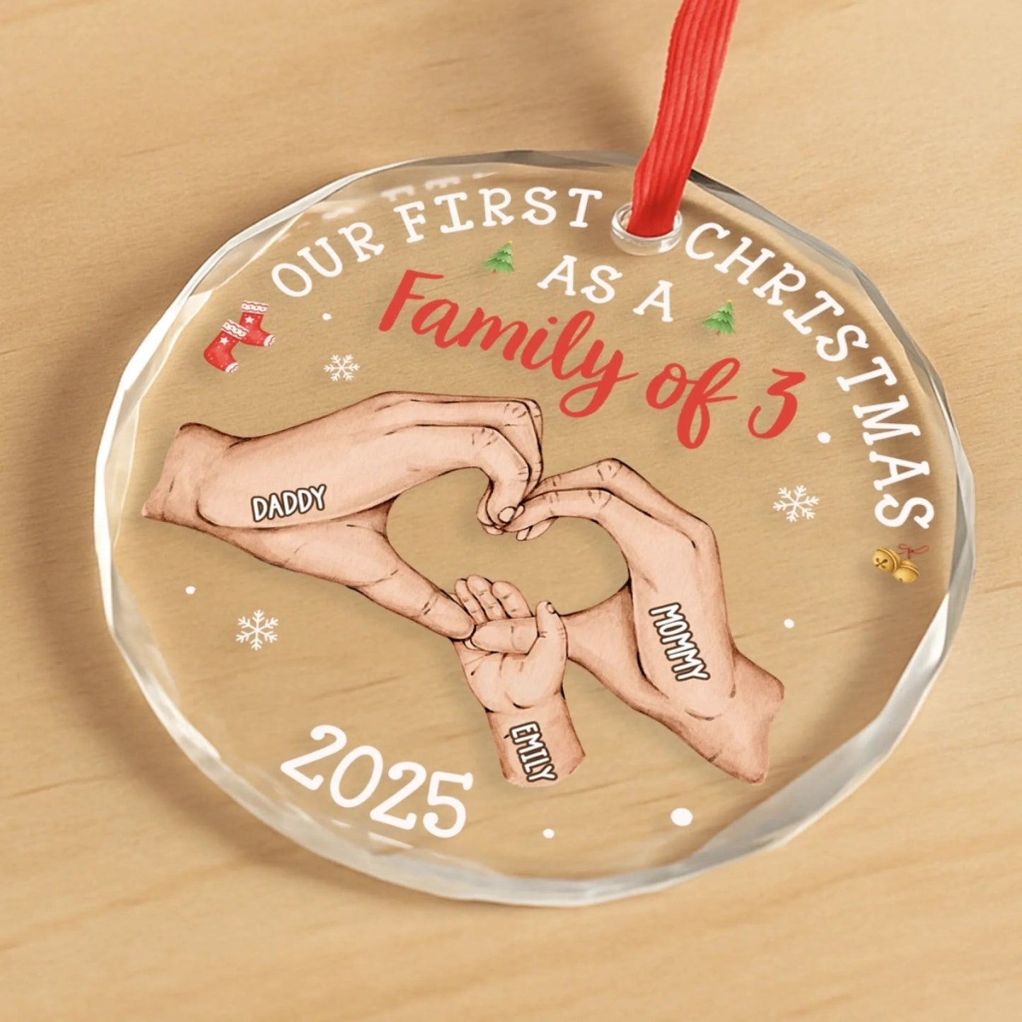 Gia Đình - Hồng Y Mẹ Bố Bà Ông Nội Hồng Y Vòng Tròn Trang Trí