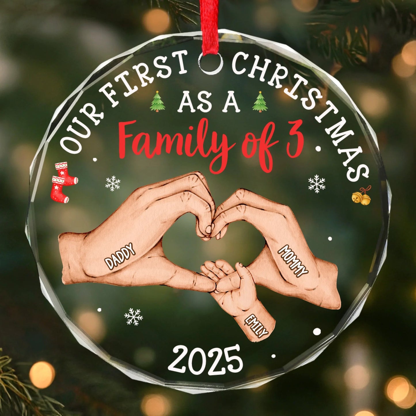 Gia Đình - Hồng Y Mẹ Bố Bà Ông Nội Hồng Y Vòng Tròn Trang Trí