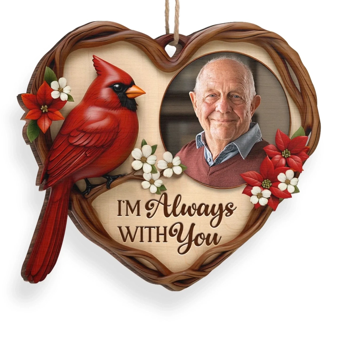 Custom Photo Wood Ornament - Personalized Christmas Memorial Sympathy Gifts For Loss Of Mom, Dad - Your Love Lights My Way