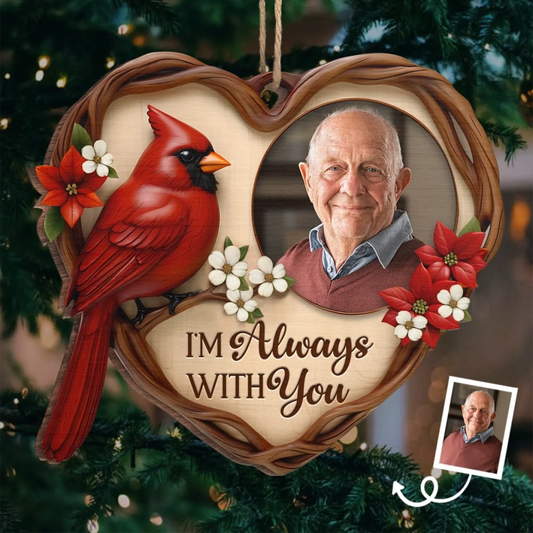 Custom Photo Wood Ornament - Personalized Christmas Memorial Sympathy Gifts For Loss Of Mom, Dad - Your Love Lights My Way