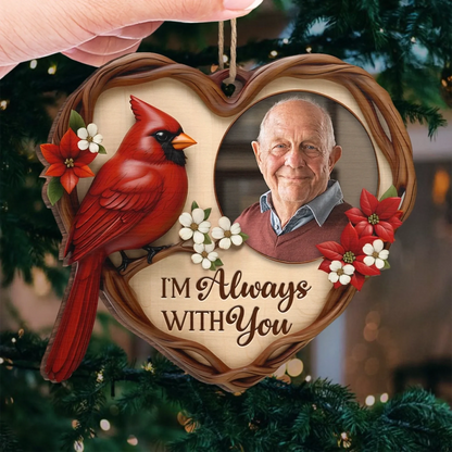 Custom Photo Wood Ornament - Personalized Christmas Memorial Sympathy Gifts For Loss Of Mom, Dad - Your Love Lights My Way