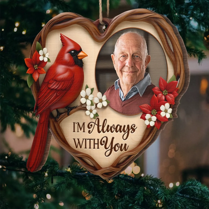 Custom Photo Wood Ornament - Personalized Christmas Memorial Sympathy Gifts For Loss Of Mom, Dad - Your Love Lights My Way