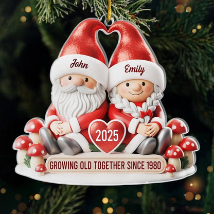 Custom Acrylic Ornament - Personalized Anniversary Christmas Wedding Gifts For Husband And Wife, Him And Her - My Happily Ever Gnome
