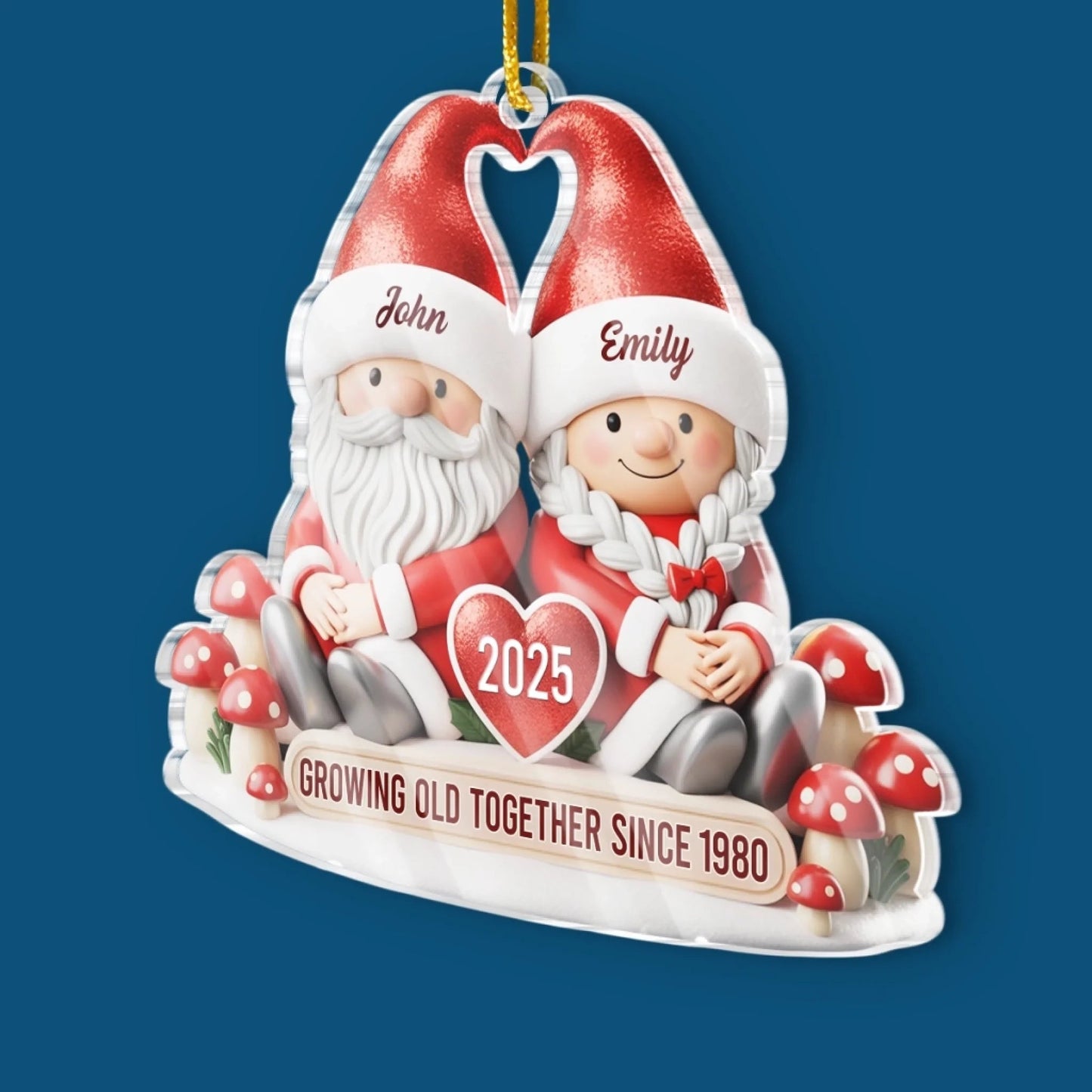 Custom Acrylic Ornament - Personalized Anniversary Christmas Wedding Gifts For Husband And Wife, Him And Her - My Happily Ever Gnome