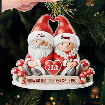 Custom Acrylic Ornament - Personalized Anniversary Christmas Wedding Gifts For Husband And Wife, Him And Her - My Happily Ever Gnome