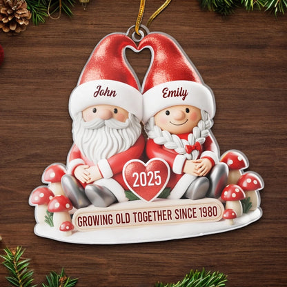 Custom Acrylic Ornament - Personalized Anniversary Christmas Wedding Gifts For Husband And Wife, Him And Her - My Happily Ever Gnome