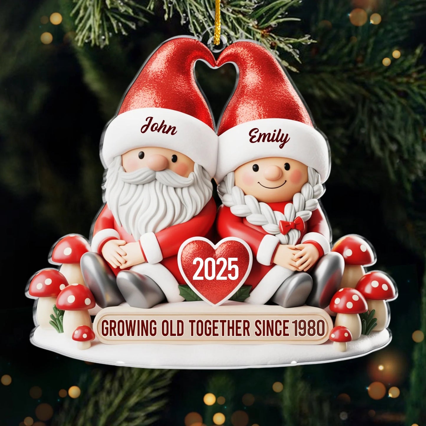 Custom Acrylic Ornament - Personalized Anniversary Christmas Wedding Gifts For Husband And Wife, Him And Her - My Happily Ever Gnome