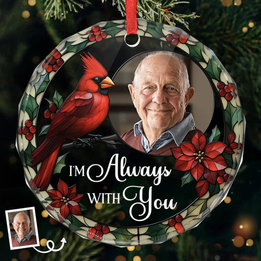 Custom Photo Circle Acrylic Ornament - Personalized Christmas Memorial Sympathy Gifts For Loss Of Mom, Dad - Never Apart, Always Close