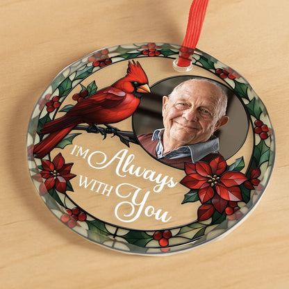 Custom Photo Circle Acrylic Ornament - Personalized Christmas Memorial Sympathy Gifts For Loss Of Mom, Dad - Never Apart, Always Close