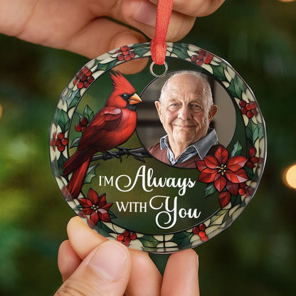 Custom Photo Circle Acrylic Ornament - Personalized Christmas Memorial Sympathy Gifts For Loss Of Mom, Dad - Never Apart, Always Close