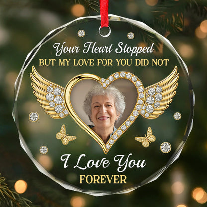 Custom Photo Circle Acrylic Ornament - Personalized Christmas Memorial Sympathy Gifts For Loss Of Mom, Dad - My Love For You Lives On