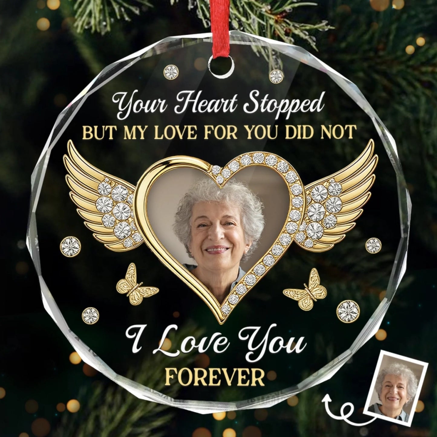 Custom Photo Circle Acrylic Ornament - Personalized Christmas Memorial Sympathy Gifts For Loss Of Mom, Dad - My Love For You Lives On