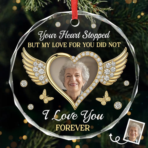 Custom Photo Circle Acrylic Ornament - Personalized Christmas Memorial Sympathy Gifts For Loss Of Mom, Dad - My Love For You Lives On