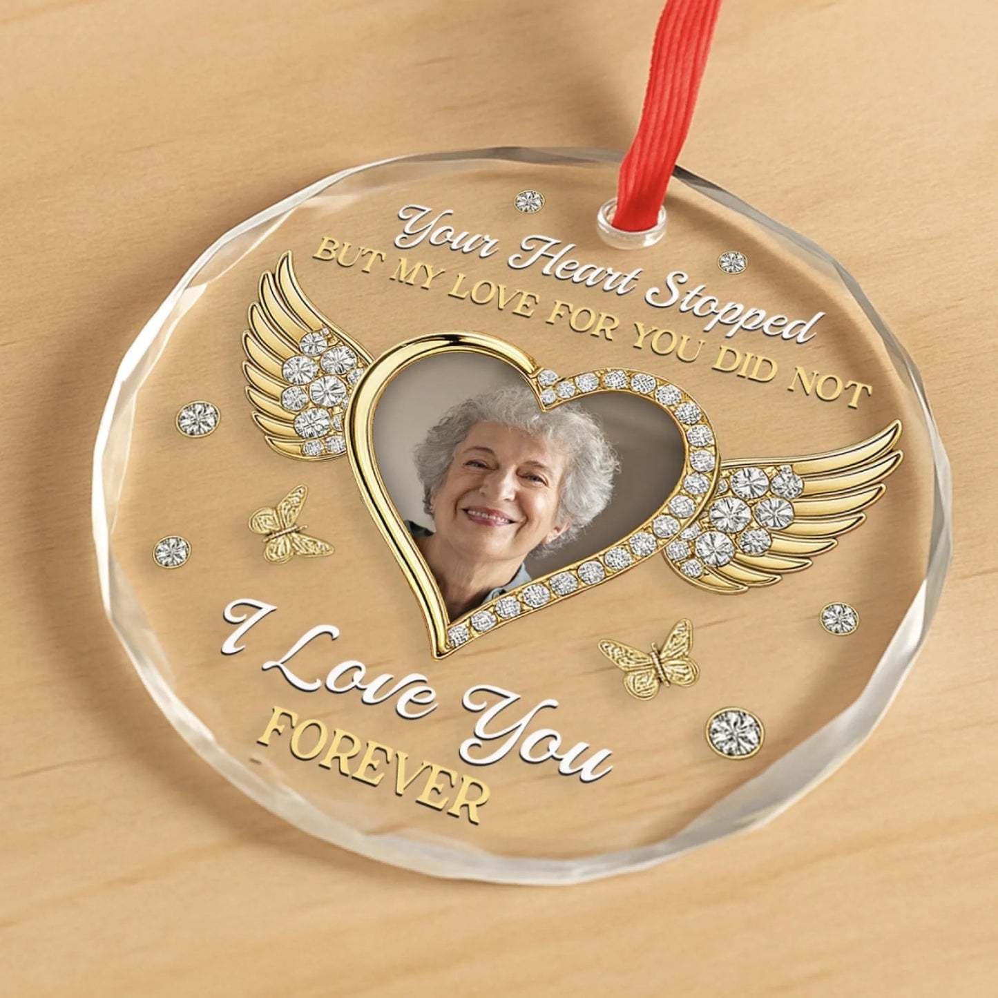 Custom Photo Circle Acrylic Ornament - Personalized Christmas Memorial Sympathy Gifts For Loss Of Mom, Dad - My Love For You Lives On