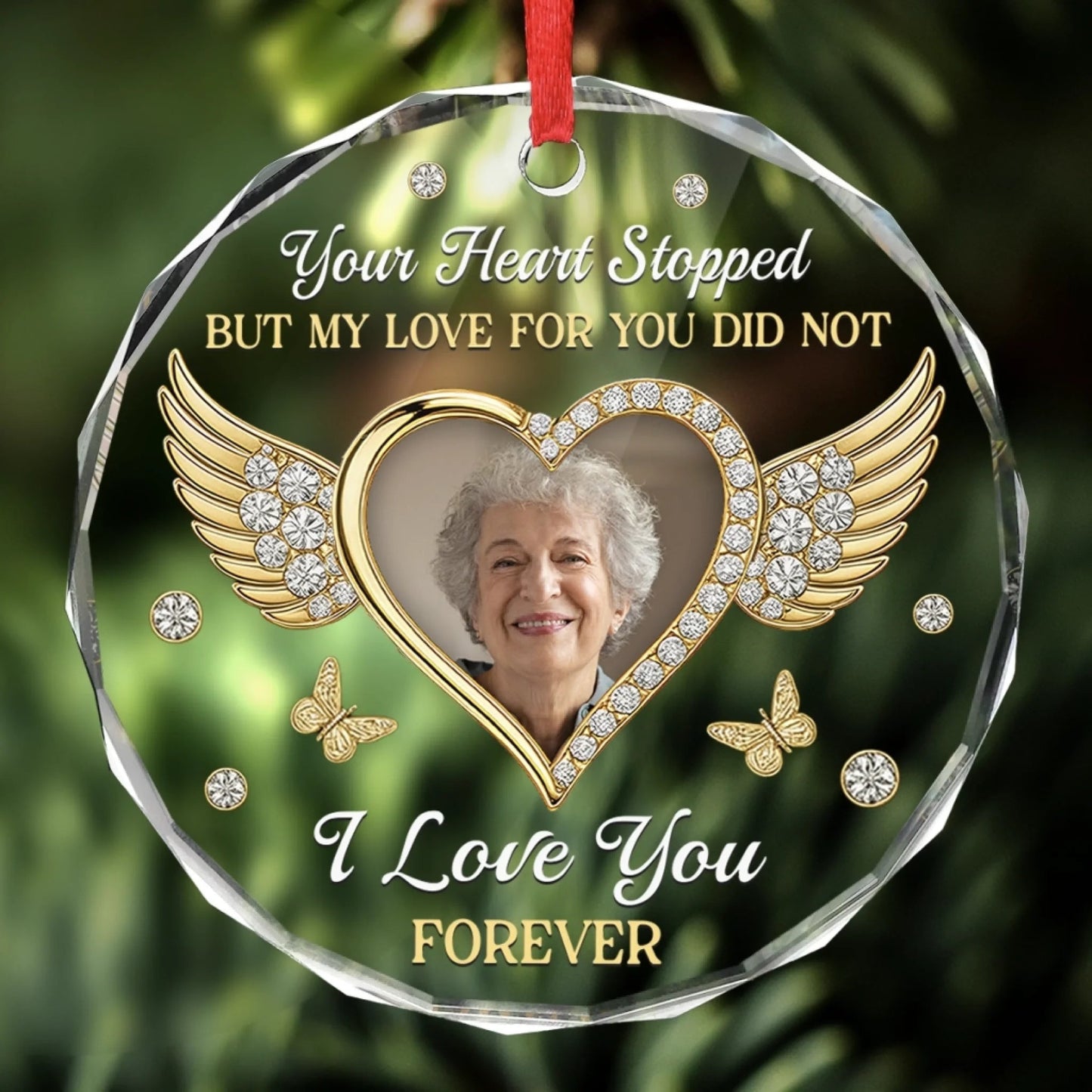 Custom Photo Circle Acrylic Ornament - Personalized Christmas Memorial Sympathy Gifts For Loss Of Mom, Dad - My Love For You Lives On