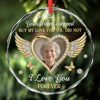 Custom Photo Circle Acrylic Ornament - Personalized Christmas Memorial Sympathy Gifts For Loss Of Mom, Dad - My Love For You Lives On