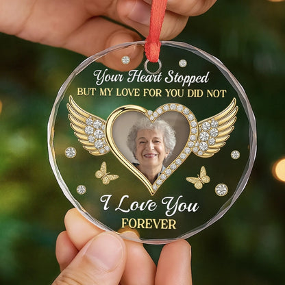 Custom Photo Circle Acrylic Ornament - Personalized Christmas Memorial Sympathy Gifts For Loss Of Mom, Dad - My Love For You Lives On