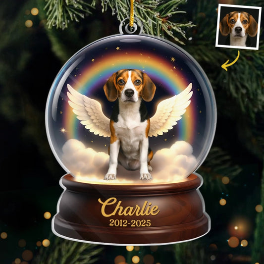 Custom Photo Acrylic Ornament - Personalized Pet Christmas Memorial Sympathy Gifts For Dogs, Cats - Wings Took You, Love Holds You