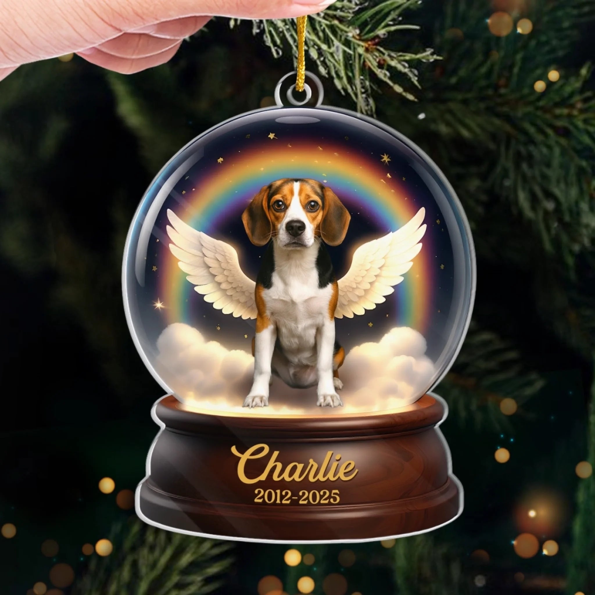 Custom Photo Acrylic Ornament - Personalized Pet Christmas Memorial Sympathy Gifts For Dogs, Cats - Wings Took You, Love Holds You