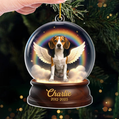 Custom Photo Acrylic Ornament - Personalized Pet Christmas Memorial Sympathy Gifts For Dogs, Cats - Wings Took You, Love Holds You