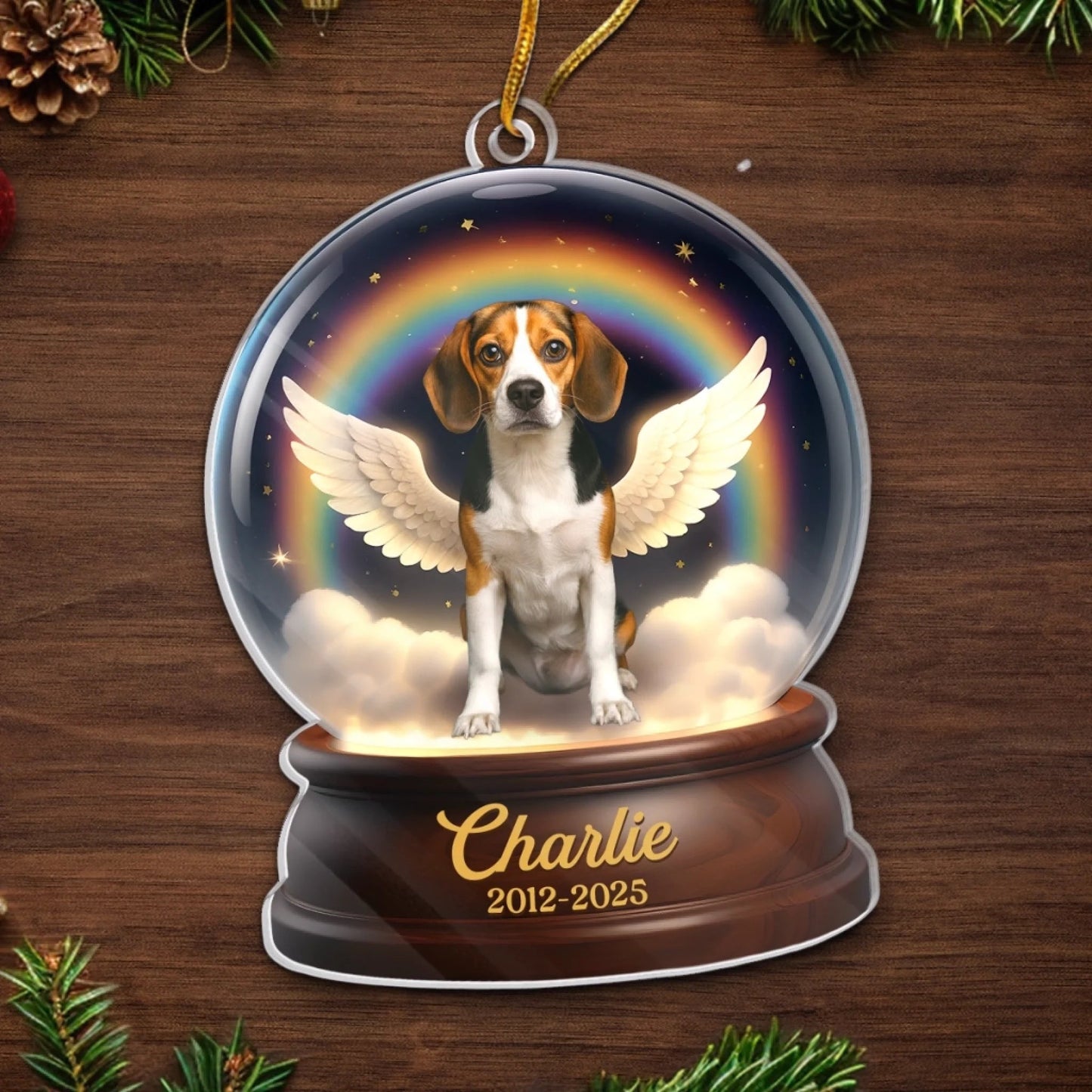 Custom Photo Acrylic Ornament - Personalized Pet Christmas Memorial Sympathy Gifts For Dogs, Cats - Wings Took You, Love Holds You