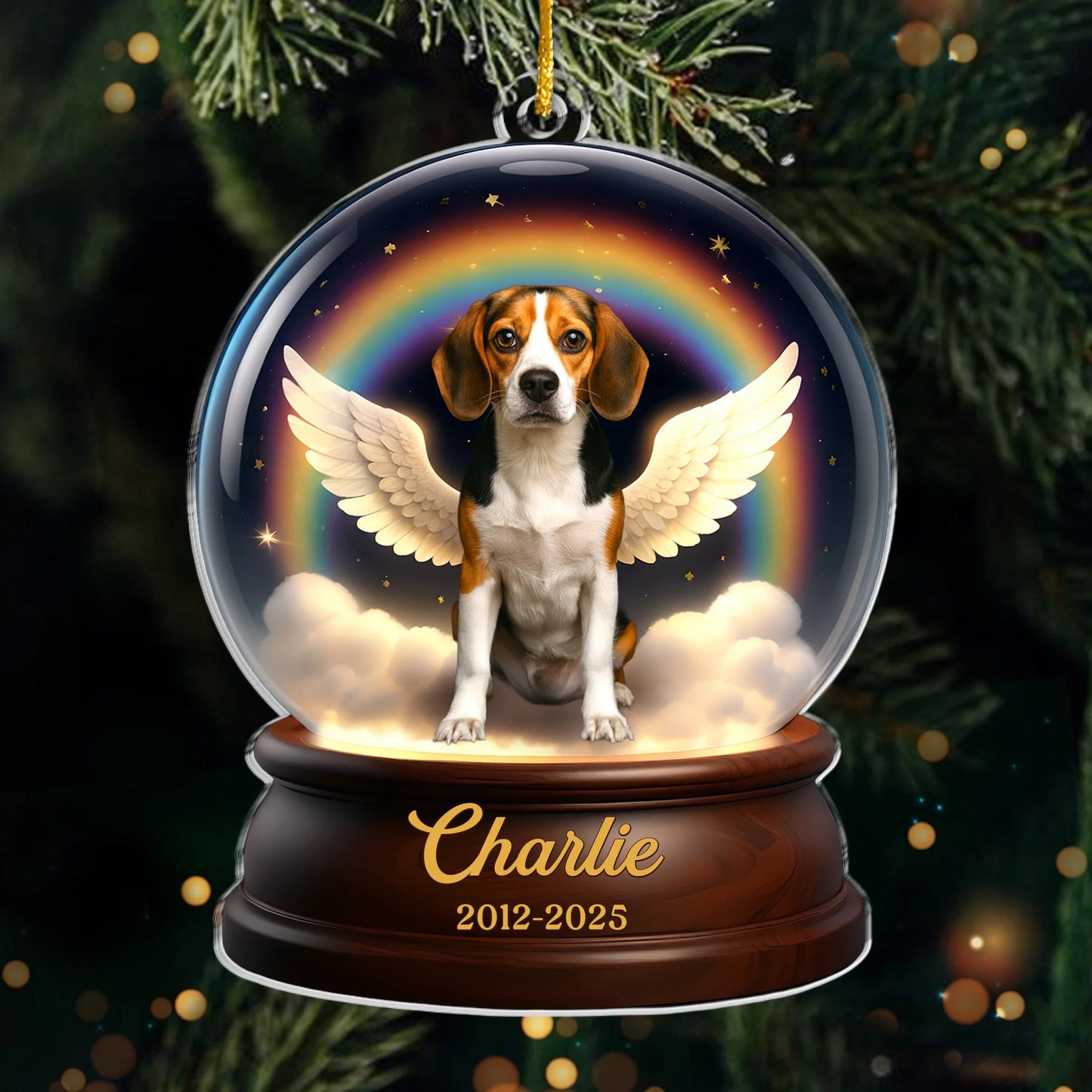 Custom Photo Acrylic Ornament - Personalized Pet Christmas Memorial Sympathy Gifts For Dogs, Cats - Wings Took You, Love Holds You
