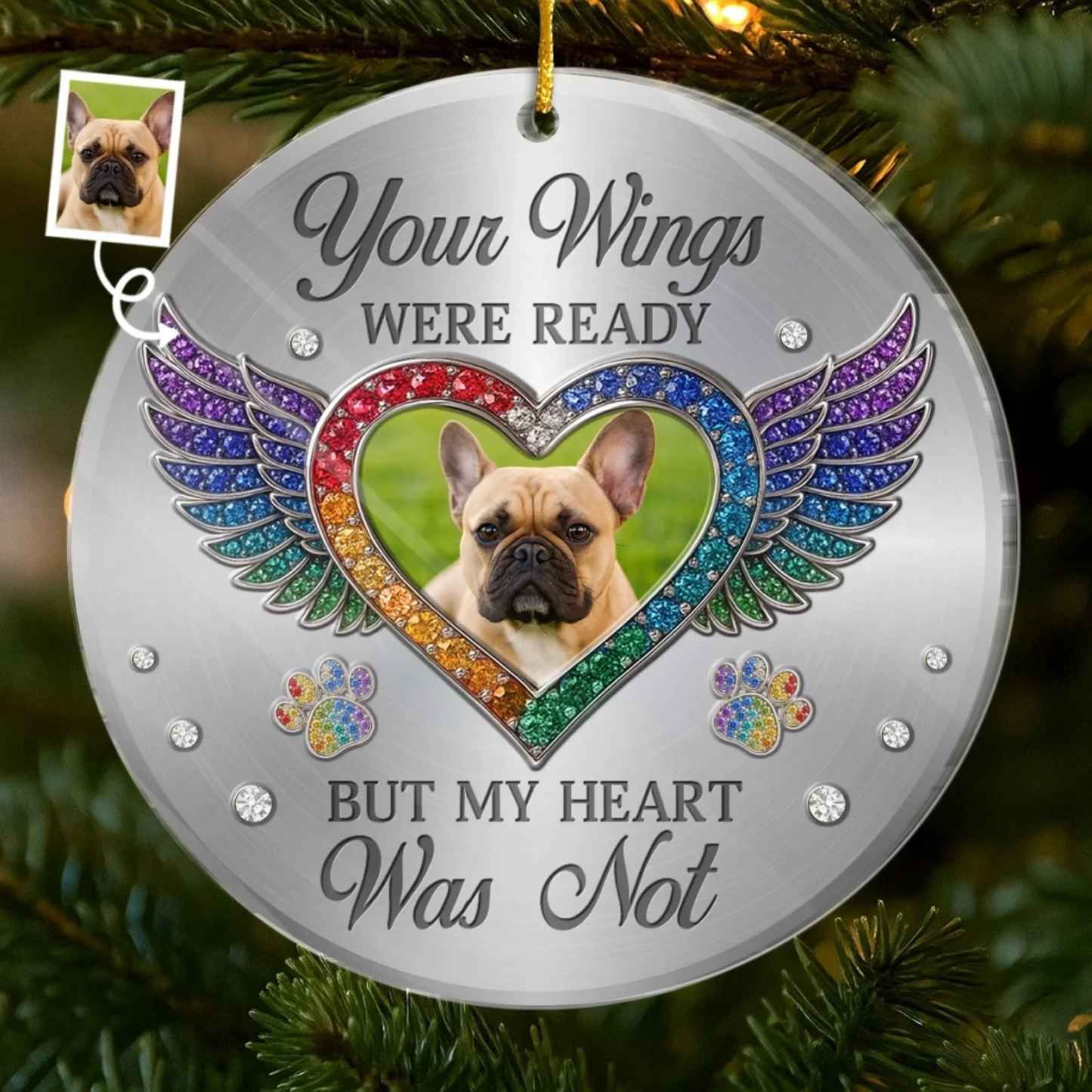 Custom Photo Acrylic Ornament - Personalized Pet Christmas Memorial Sympathy Gifts For Dogs, Cats - Forever In My Broken Heart