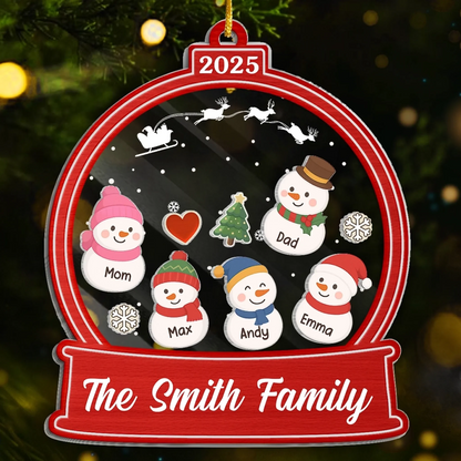 Custom Acrylic Ornament - Personalized Christmas Birthday Gifts For Mom, Dad, Kids - A Frosty Family Keepsake