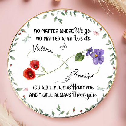 Custom Full-Print Round Jewelry Dish - Personalized Best Friend Birthday Gifts For Women, Besties, Sisters, BFF - More Than Friends, We’re Soulmates