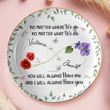Custom Full-Print Round Jewelry Dish - Personalized Best Friend Birthday Gifts For Women, Besties, Sisters, BFF - More Than Friends, We’re Soulmates