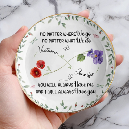 Custom Full-Print Round Jewelry Dish - Personalized Best Friend Birthday Gifts For Women, Besties, Sisters, BFF - More Than Friends, We’re Soulmates