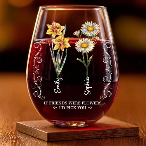 Custom Wine Glass - Personalized Best Friend Birthday Gifts For Women, Besties, Sisters, BFF - Friendship Knows No Distance