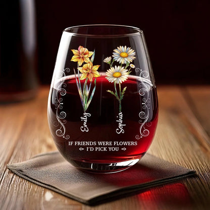 Custom Wine Glass - Personalized Best Friend Birthday Gifts For Women, Besties, Sisters, BFF - Friendship Knows No Distance