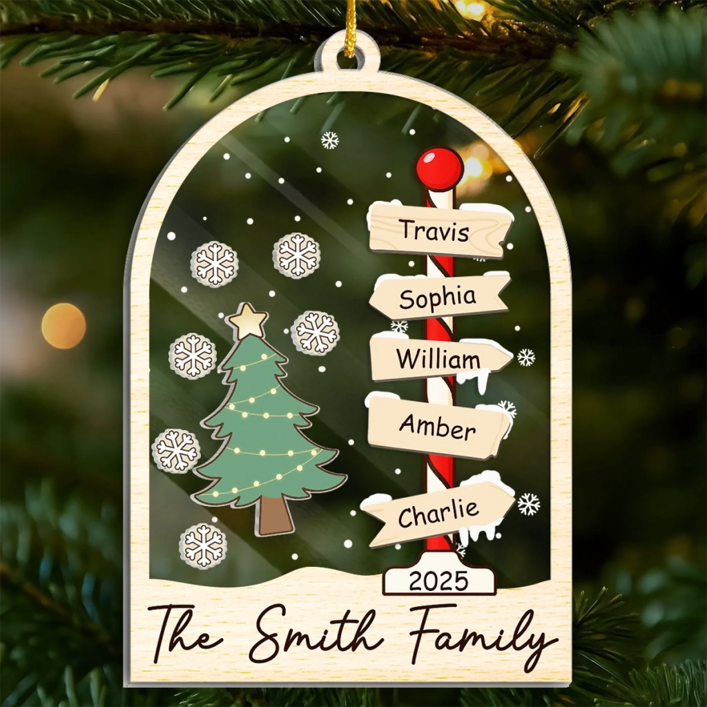 Custom Acrylic Ornament - Personalized Christmas Birthday Gifts For Mom, Dad, Kids - Our Family Tree Shines Bright
