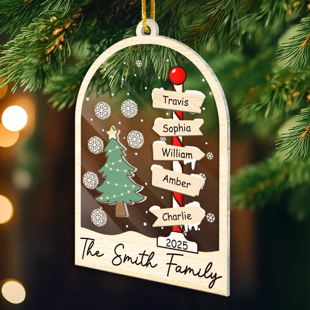 Custom Acrylic Ornament - Personalized Christmas Birthday Gifts For Mom, Dad, Kids - Our Family Tree Shines Bright